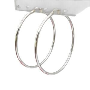 Earrings Large Endless Hoop Sterling Silver Thin Band 925 Hinge Fashion SKU 3148